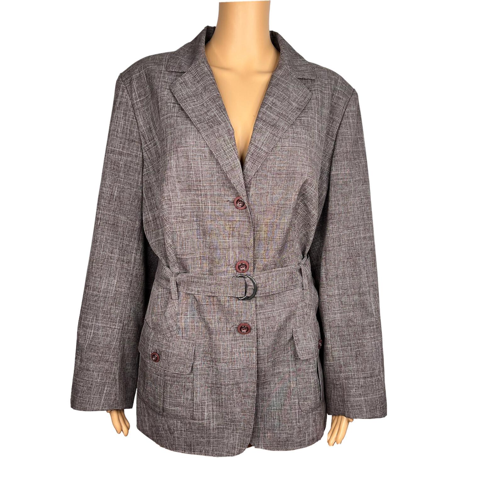 John Meyer Purple Pinstriped Polyester Lined Notch Collar Belted Blazer Size 16W
