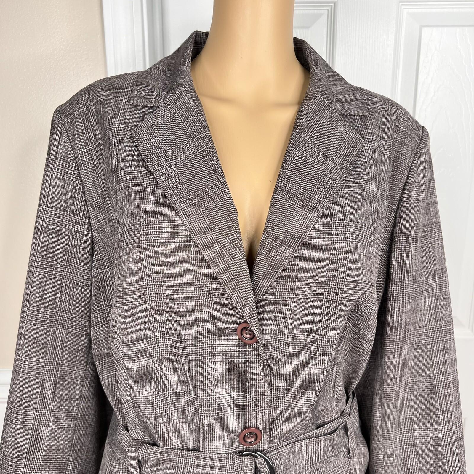 John Meyer Purple Pinstriped Polyester Lined Notch Collar Belted Blazer Size 16W