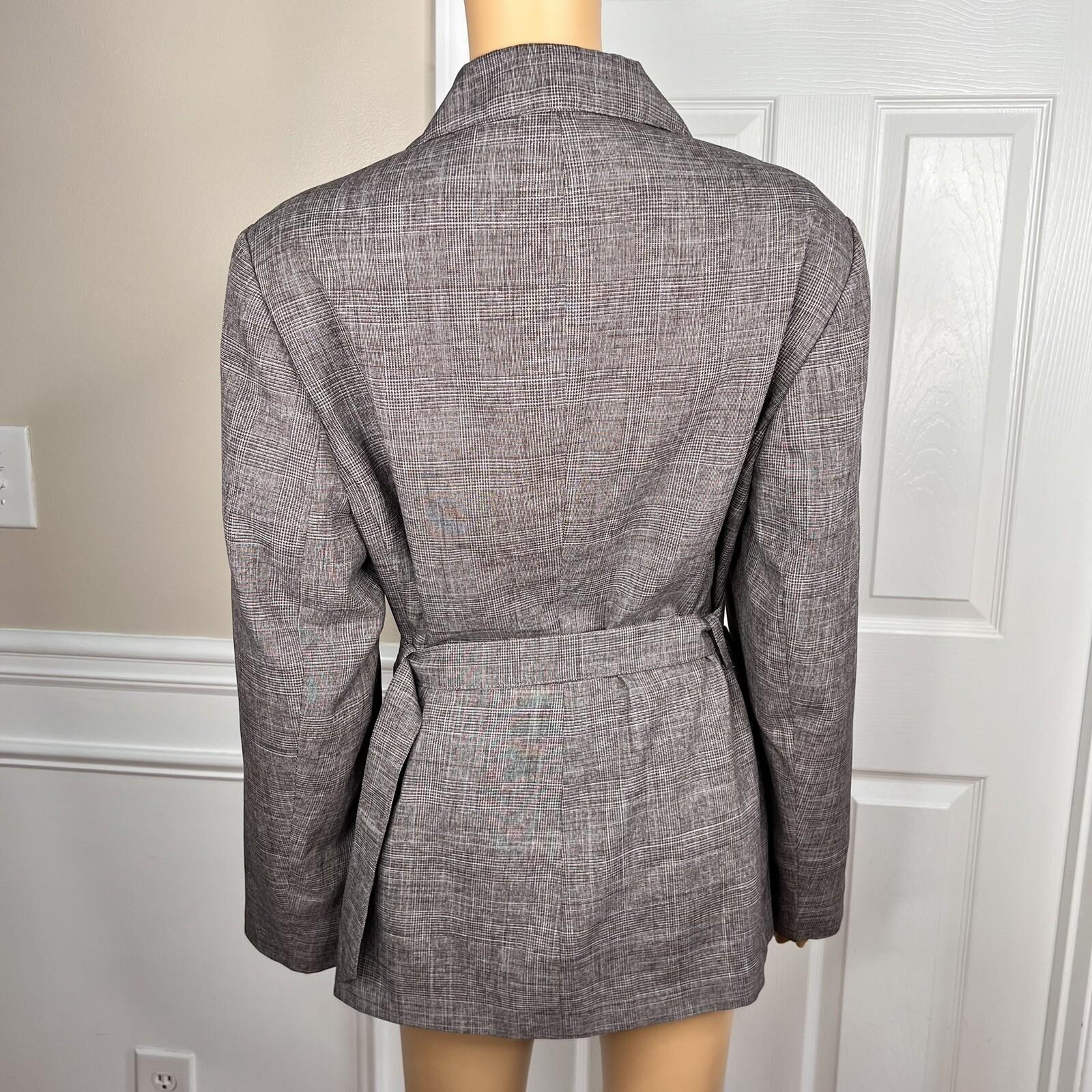 John Meyer Purple Pinstriped Polyester Lined Notch Collar Belted Blazer Size 16W