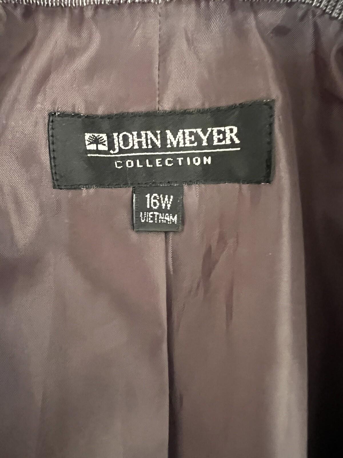 John Meyer Purple Pinstriped Polyester Lined Notch Collar Belted Blazer Size 16W