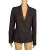 Tahari ASL Women Polyester Rayon Blazer Size 4 Brown Striped Single Breasted 1PC