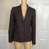 Tahari ASL Women Polyester Rayon Blazer Size 4 Brown Striped Single Breasted 1PC