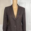 Tahari ASL Women Polyester Rayon Blazer Size 4 Brown Striped Single Breasted 1PC