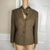Le Suit Women Polyester Blazer Scarf Size 14P Green Single Breasted Lined 1PC