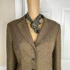 Le Suit Women Polyester Blazer Scarf Size 14P Green Single Breasted Lined 1PC
