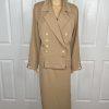 MONROE And MAIN Polyester Spandex Blend Skirt Suit 14 Tan Double Breasted 2PC