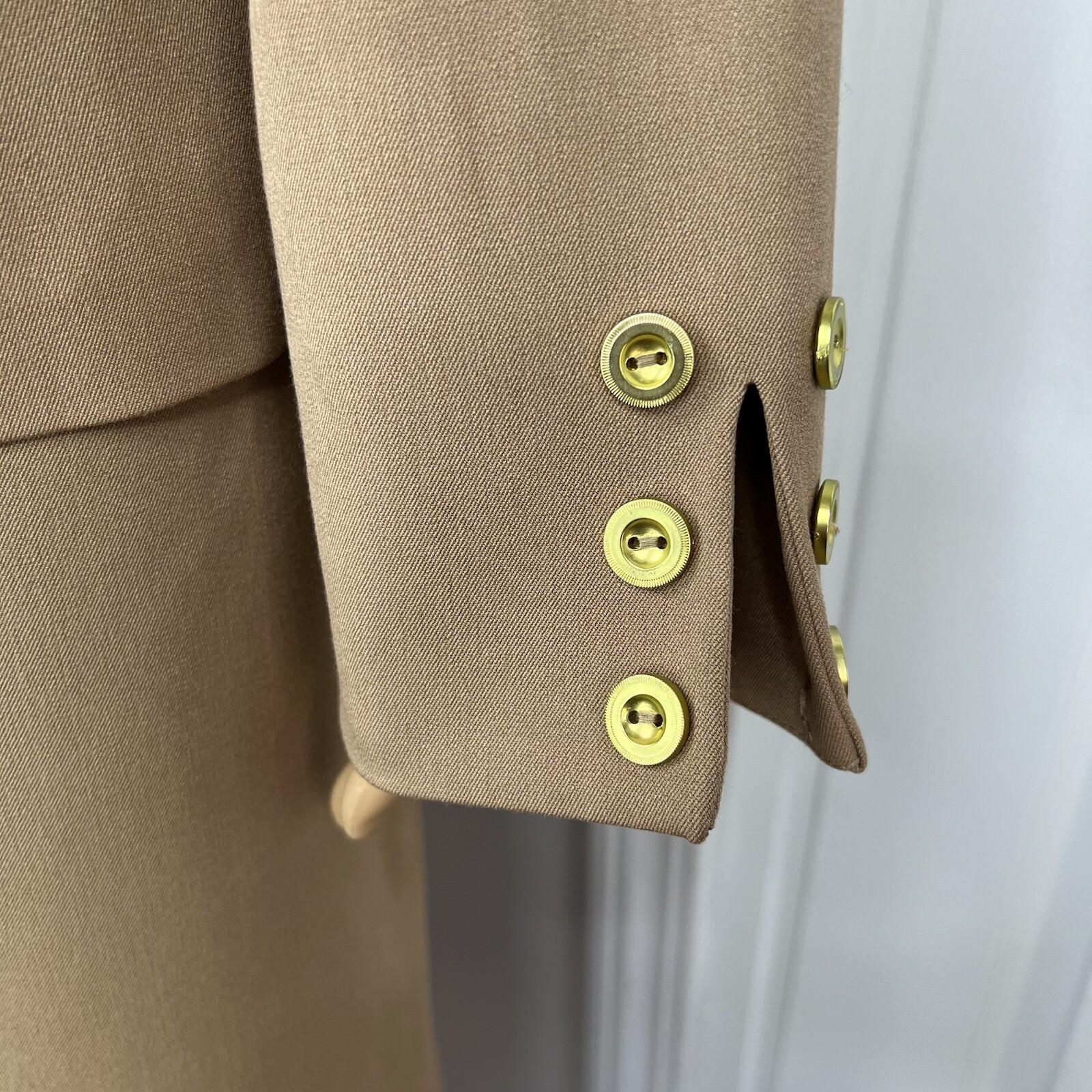 MONROE And MAIN Polyester Spandex Blend Skirt Suit 14 Tan Double Breasted 2PC