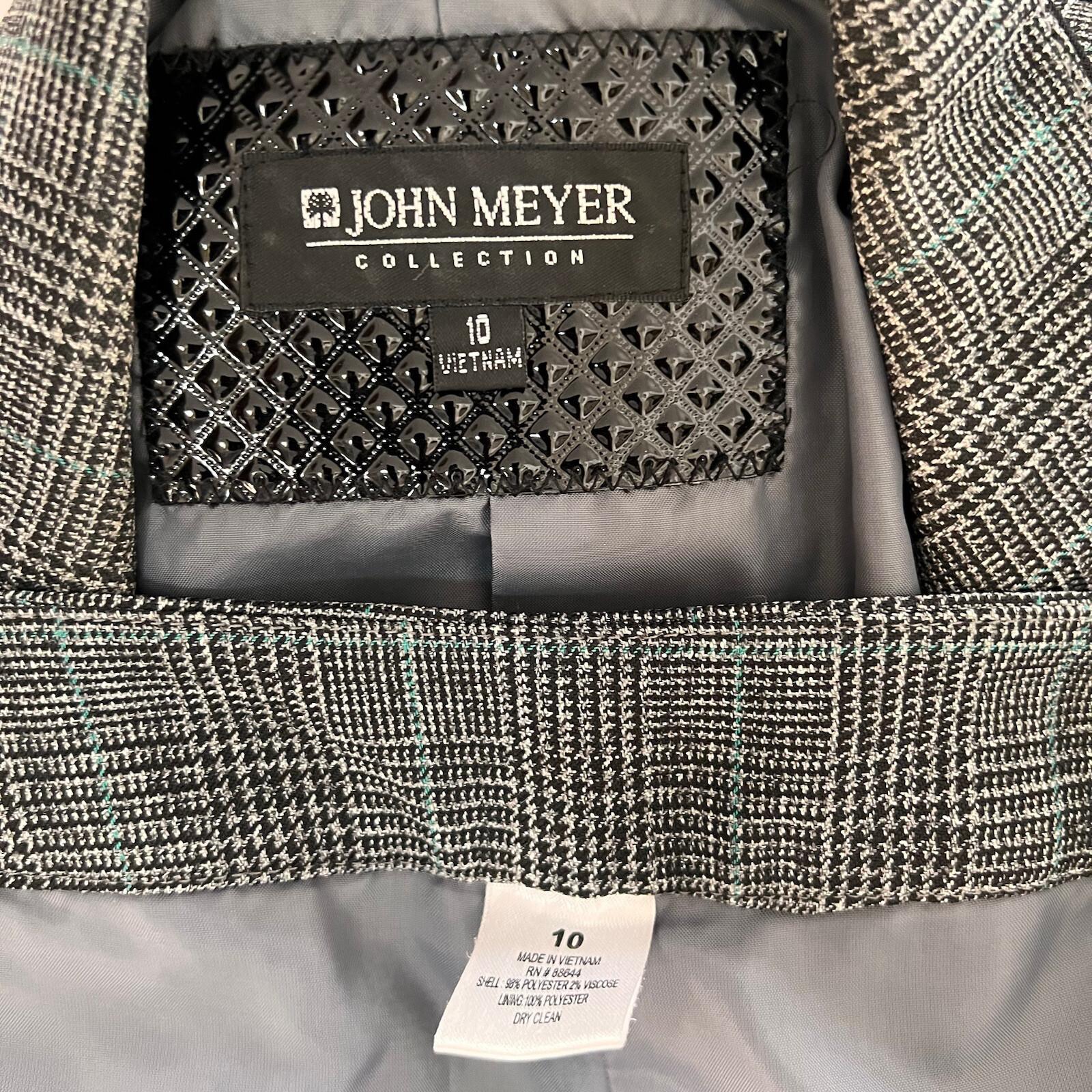 John Meyer Polyester Viscose  Pant Suit Size 10 Gray Multicolor Lined Career 2PC
