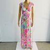 Lilly Putlizer Breanna Maxi Floral Dress XXS Paradise Found Deep V Neck Stretch
