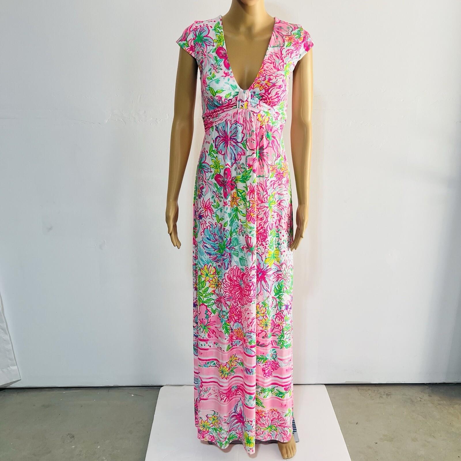 Lilly Putlizer Breanna Maxi Floral Dress XXS Paradise Found Deep V Neck Stretch