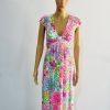 Lilly Putlizer Breanna Maxi Floral Dress XXS Paradise Found Deep V Neck Stretch