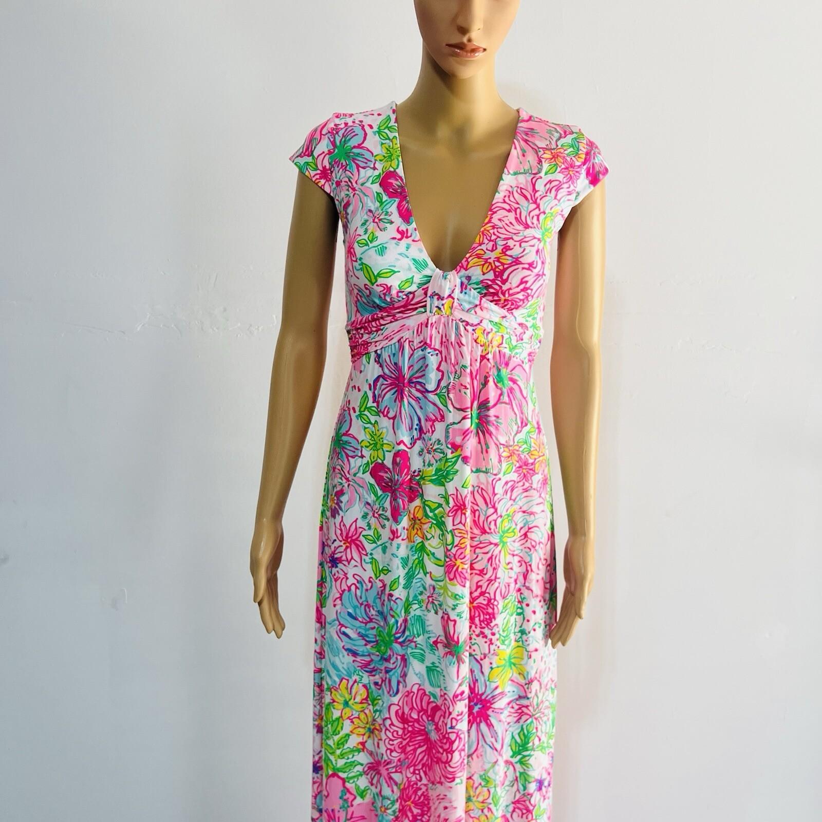 Lilly Putlizer Breanna Maxi Floral Dress XXS Paradise Found Deep V Neck Stretch