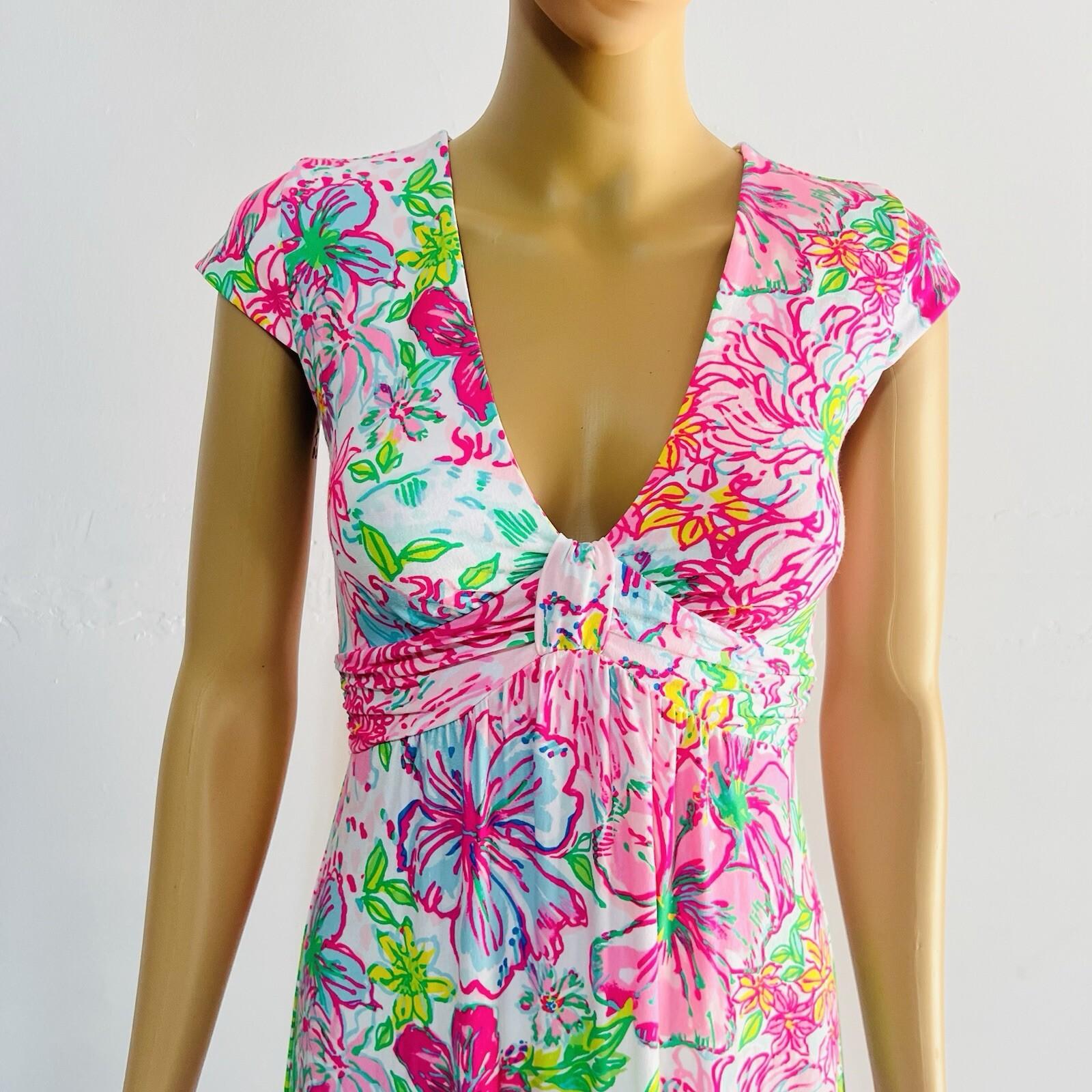 Lilly Putlizer Breanna Maxi Floral Dress XXS Paradise Found Deep V Neck Stretch