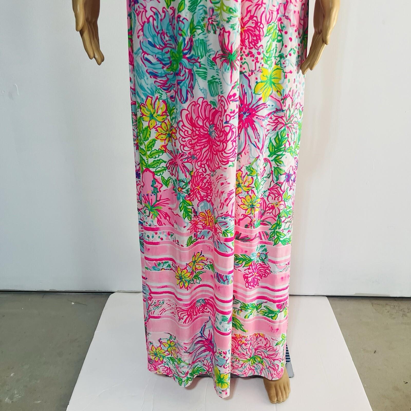 Lilly Putlizer Breanna Maxi Floral Dress XXS Paradise Found Deep V Neck Stretch