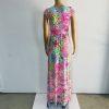 Lilly Putlizer Breanna Maxi Floral Dress XXS Paradise Found Deep V Neck Stretch