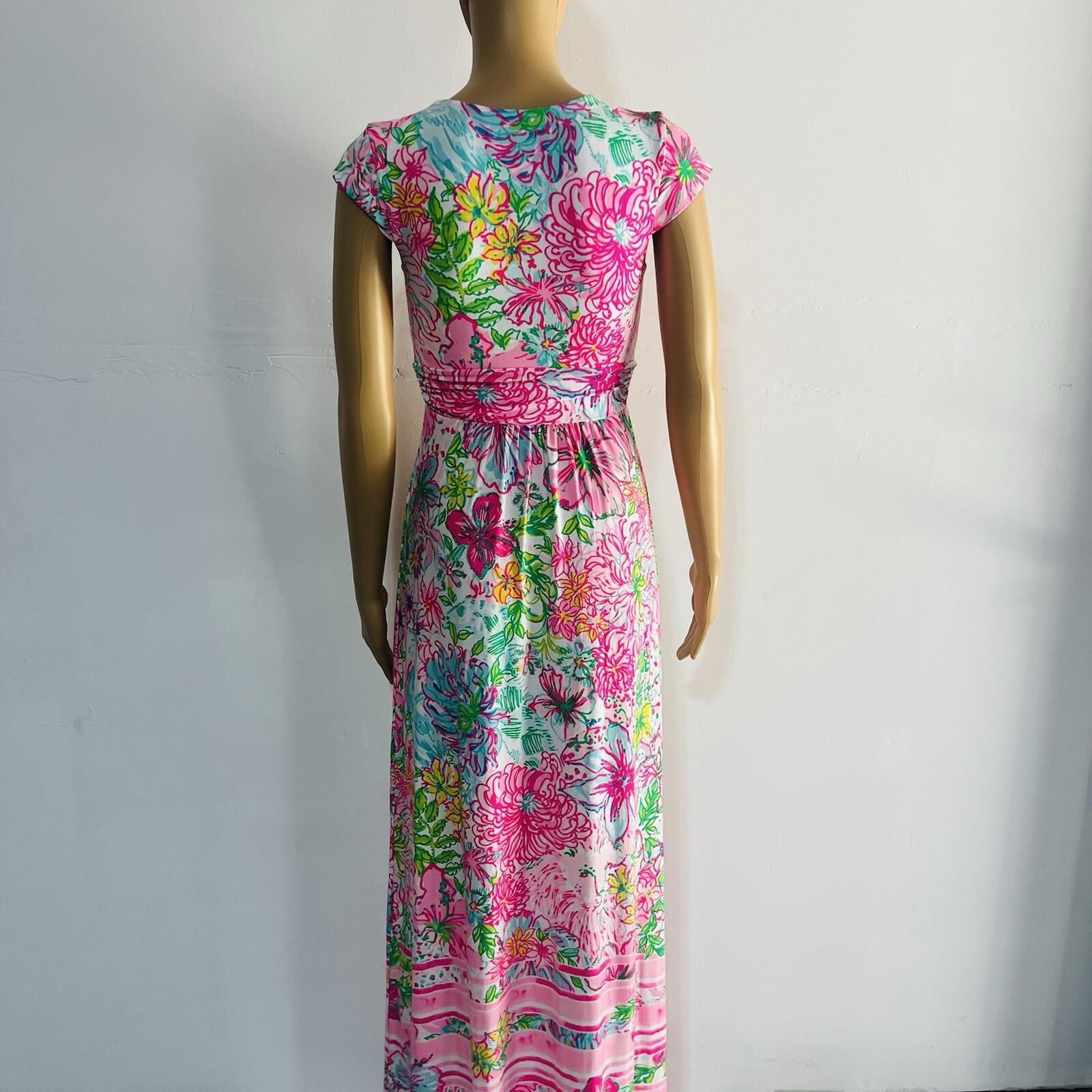 Lilly Putlizer Breanna Maxi Floral Dress XXS Paradise Found Deep V Neck Stretch