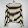 Mango Cotton Cardigan L Cream Black Striped Pockets Round Neck Office Look New