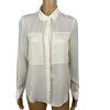 Theory Womens Long Sleeve Button Down Classic Blouse Silk Cream Size Small