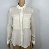 Theory Womens Long Sleeve Button Down Classic Blouse Silk Cream Size Small