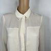 Theory Womens Long Sleeve Button Down Classic Blouse Silk Cream Size Small