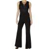 Adrianna Papell Bodice Jumpsuit Size 14 Black Sleeveless Sequin Lace Mesh Crepe