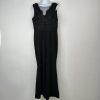 Adrianna Papell Bodice Jumpsuit Size 14 Black Sleeveless Sequin Lace Mesh Crepe