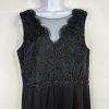 Adrianna Papell Bodice Jumpsuit Size 14 Black Sleeveless Sequin Lace Mesh Crepe
