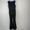 Adrianna Papell Bodice Jumpsuit Size 14 Black Sleeveless Sequin Lace Mesh Crepe