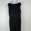 Adrianna Papell Bodice Jumpsuit Size 14 Black Sleeveless Sequin Lace Mesh Crepe