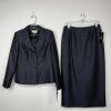 Le Suit Polyester Metallic Black Orchid Skirt Suit 8 Midi Cocktail Shawl Collar