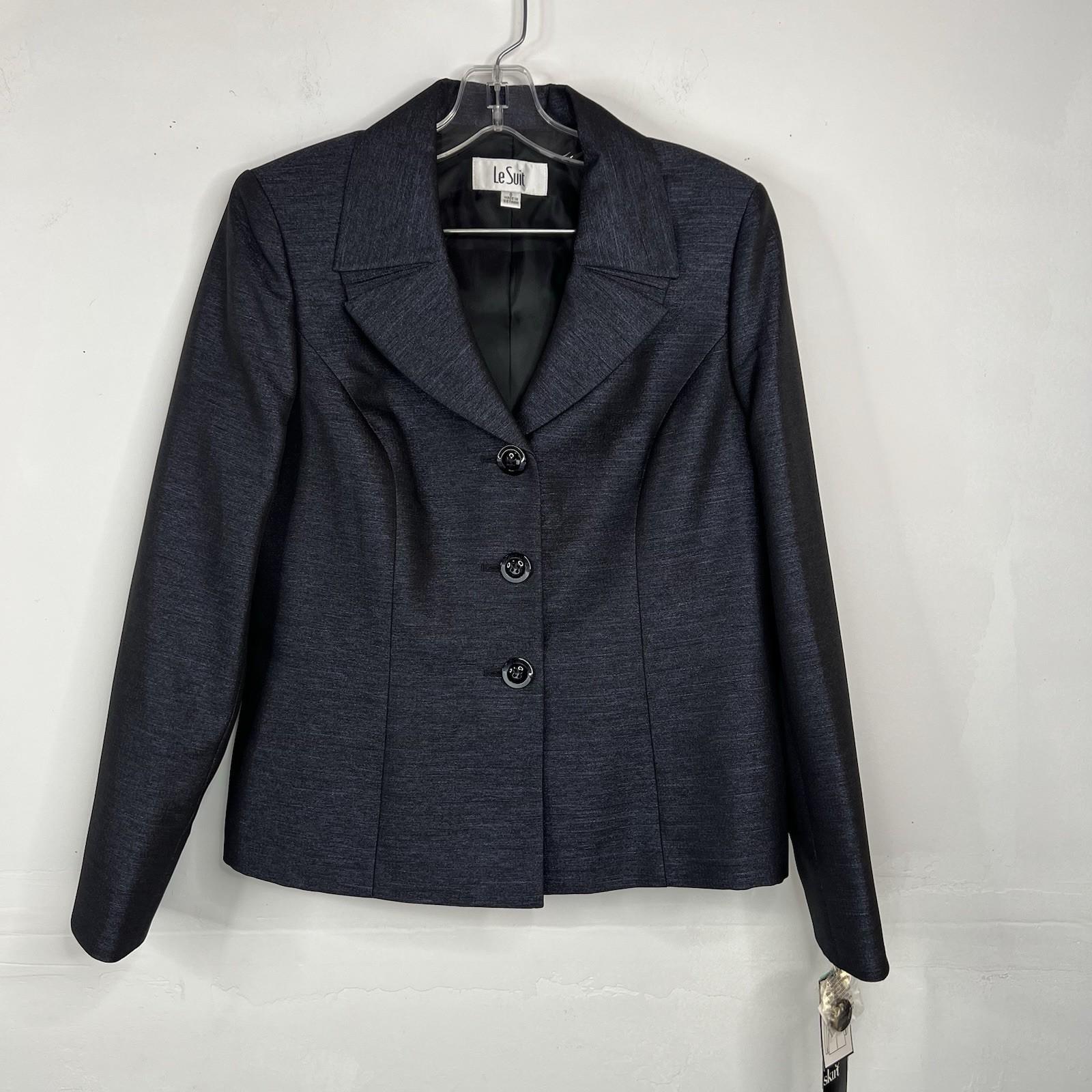 Le Suit Polyester Metallic Black Orchid Skirt Suit 8 Midi Cocktail Shawl Collar
