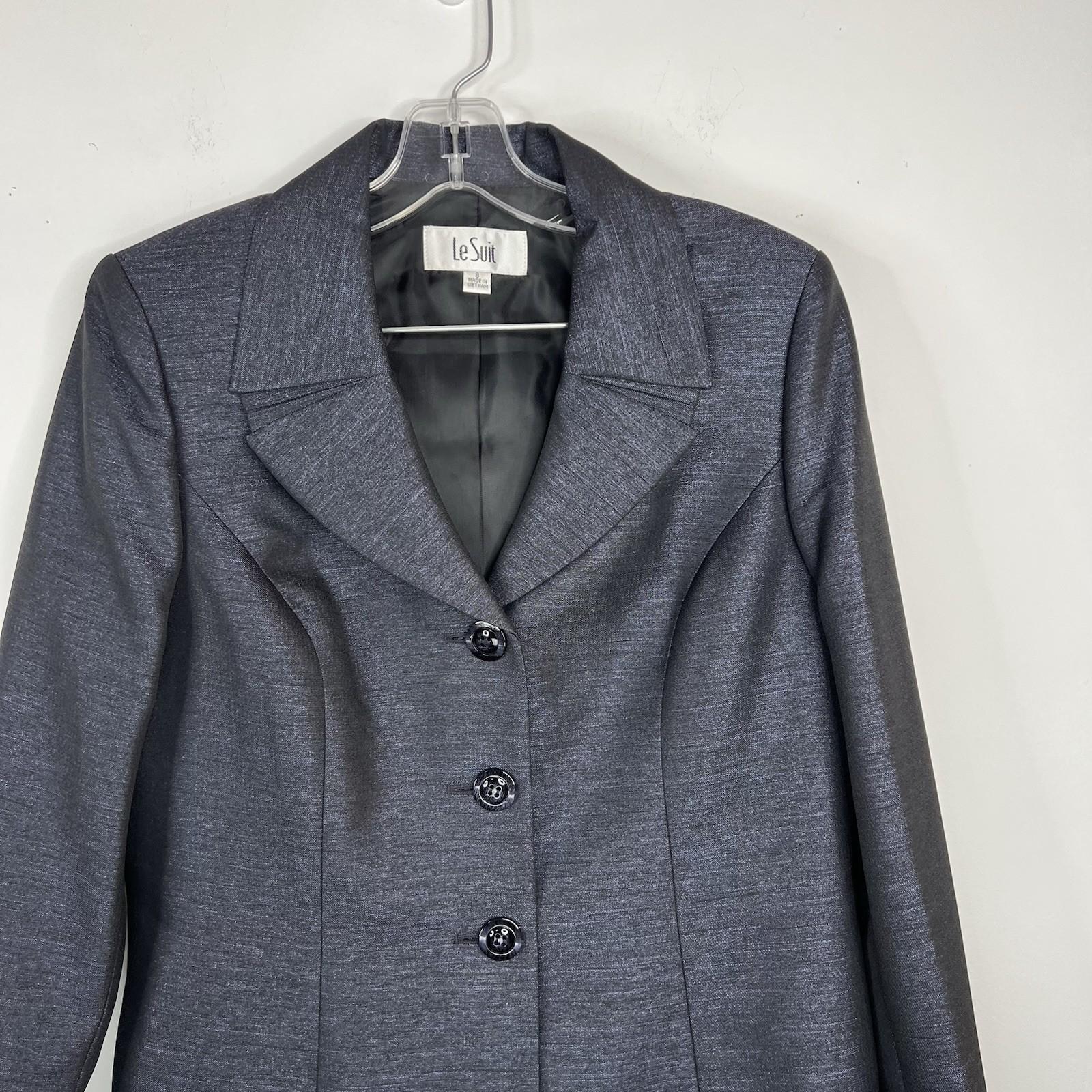 Le Suit Polyester Metallic Black Orchid Skirt Suit 8 Midi Cocktail Shawl Collar