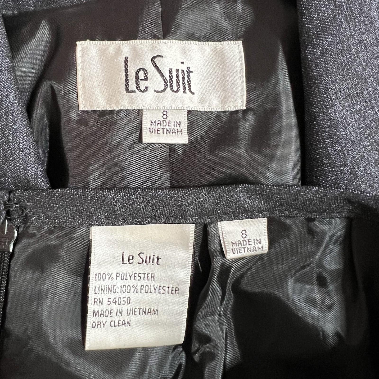 Le Suit Polyester Metallic Black Orchid Skirt Suit 8 Midi Cocktail Shawl Collar