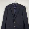Brook Brothers Loro Piana Madison Wool Blazer 42R Black Gold Buttons Vent Preppy