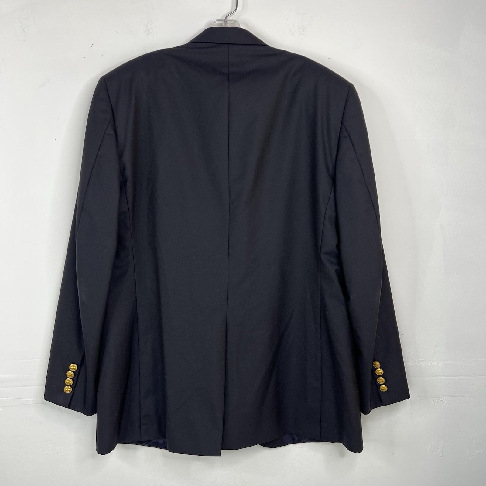Brook Brothers Loro Piana Madison Wool Blazer 42R Black Gold Buttons Vent Preppy