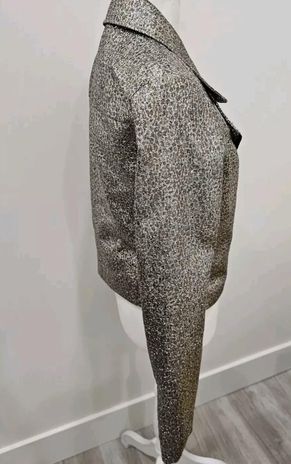 SB by Sachin & Babi Women Printed Metallic Moto Jacket Size XL Gold  Zip Up New
