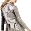 SB by Sachin & Babi Women Printed Metallic Moto Jacket Size XL Gold  Zip Up New