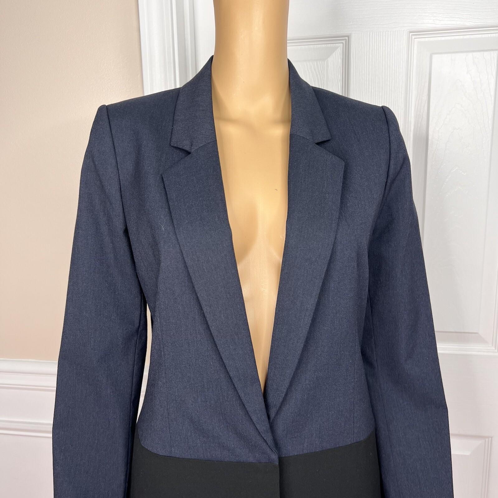 Gianni Bini Viscose Blend Pant Suit Size 4 Blue Black Denim Like Slim Fit 2Piece
