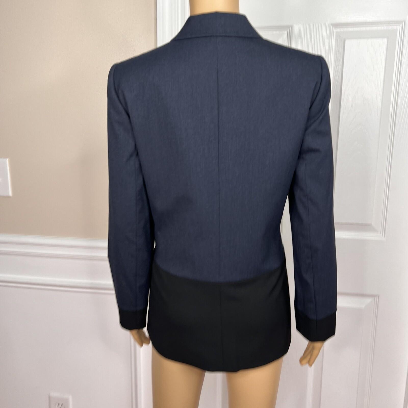 Gianni Bini Viscose Blend Pant Suit Size 4 Blue Black Denim Like Slim Fit 2Piece