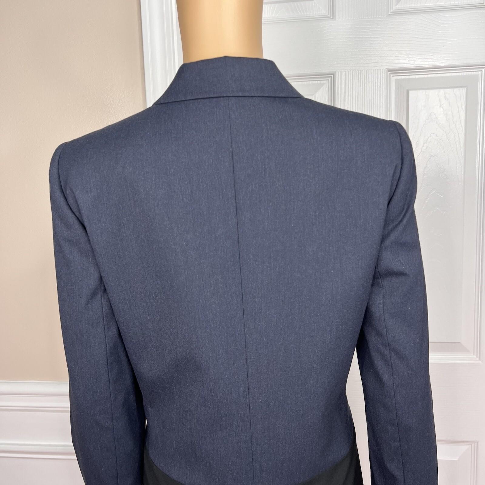 Gianni Bini Viscose Blend Pant Suit Size 4 Blue Black Denim Like Slim Fit 2Piece