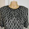 Stenay Women Silk Top Size L Silver Black Sequin Lined Short Sleeves Party