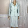 Kasper Women Polyester Acetate Aquamarine Skirt Suit Size 10 Lined 3/4 Sleeves