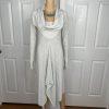 Neiman Marcus Knit Sweater Dress S Asymmetric Turtleneck Stretch Long Sleeve