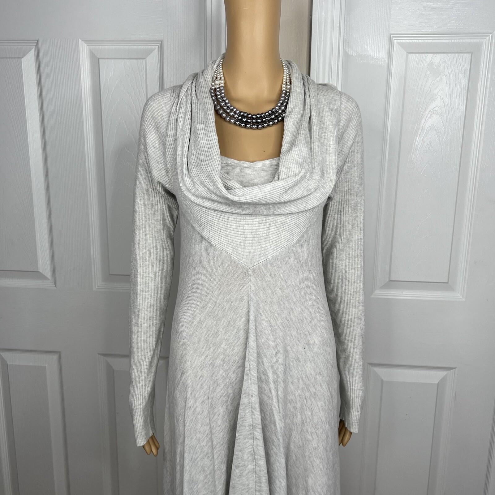 Neiman Marcus Knit Sweater Dress S Asymmetric Turtleneck Stretch Long Sleeve