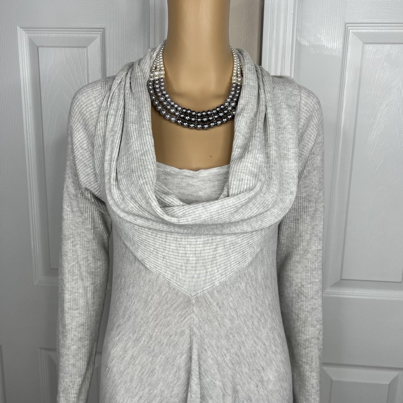 Neiman Marcus Knit Sweater Dress S Asymmetric Turtleneck Stretch Long Sleeve