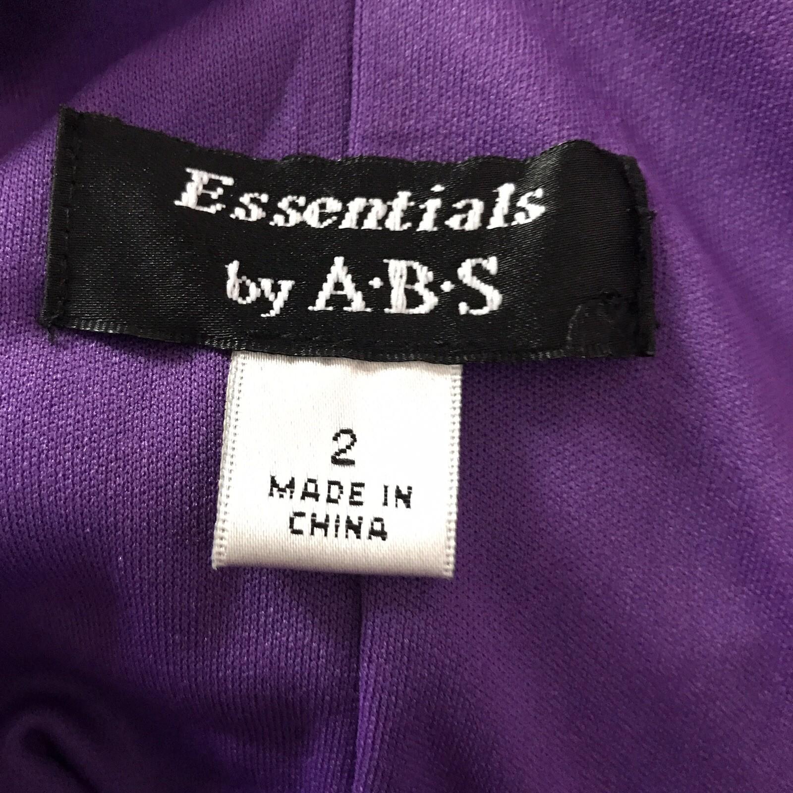 ESSENTIALS ABS Polyester Stretch Dress Size 2 Purple Bodycon Sleeveless V Neck