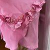 Nina Rossi Polyester Skirt Suit Top Size 22 Pink Ruffle Beaded Lined Women 3PC
