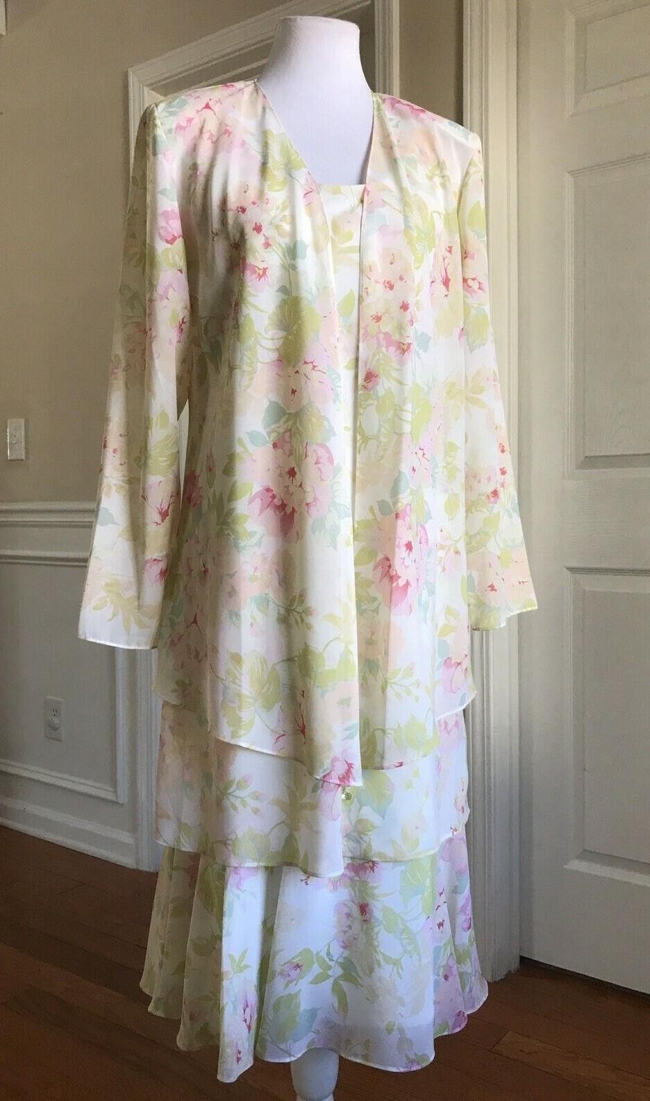 Metaphor Floral Dress Top Blouse Size 10 Tier Relax Long Sleeves Collarless 2PC