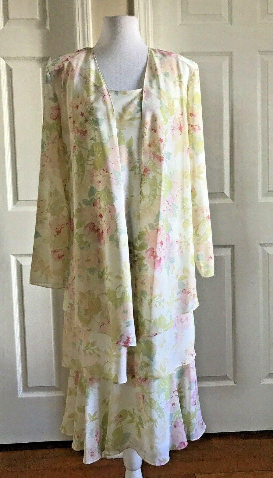 Metaphor Floral Dress Top Blouse Size 10 Tier Relax Long Sleeves Collarless 2PC