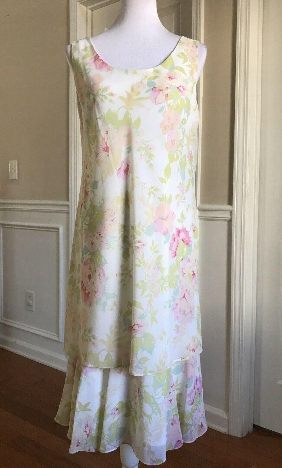 Metaphor Floral Dress Top Blouse Size 10 Tier Relax Long Sleeves Collarless 2PC